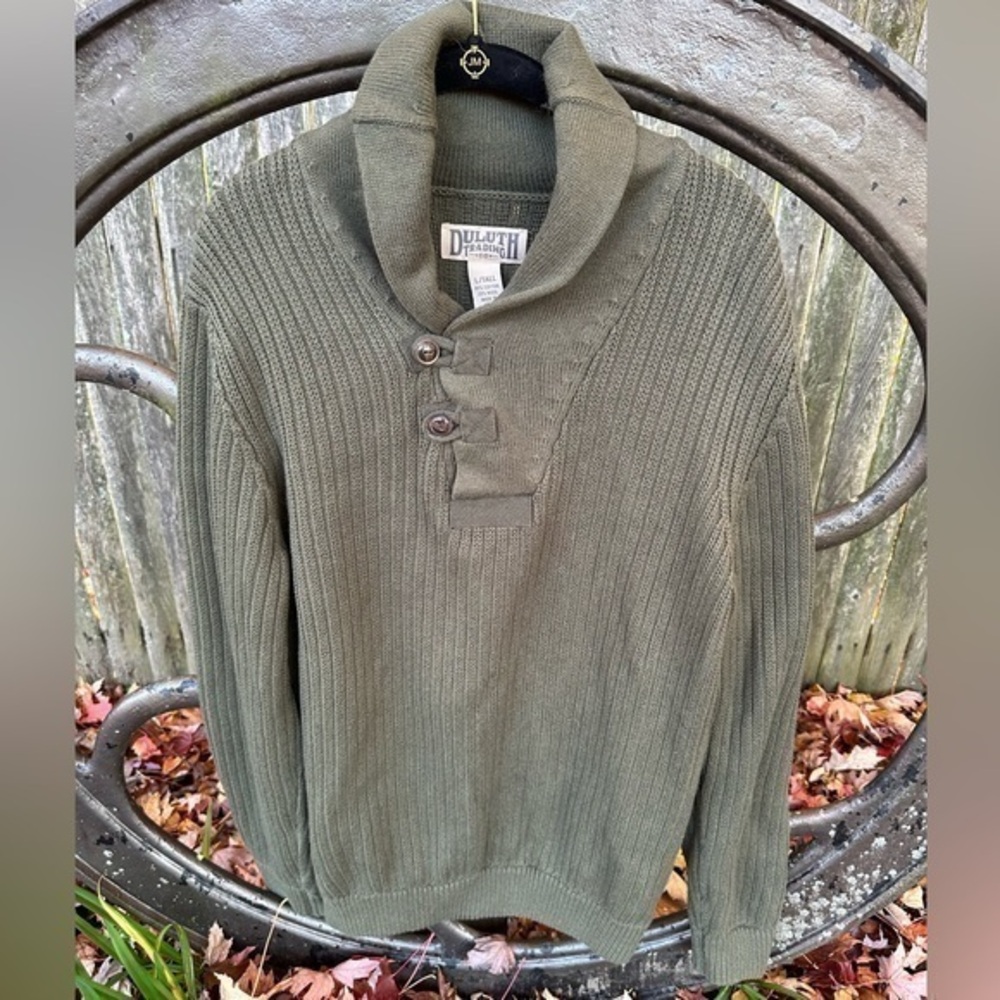 Duluth Trading Co. Infantry Style High Neck Shawl Collar‎ Pullover Sweater